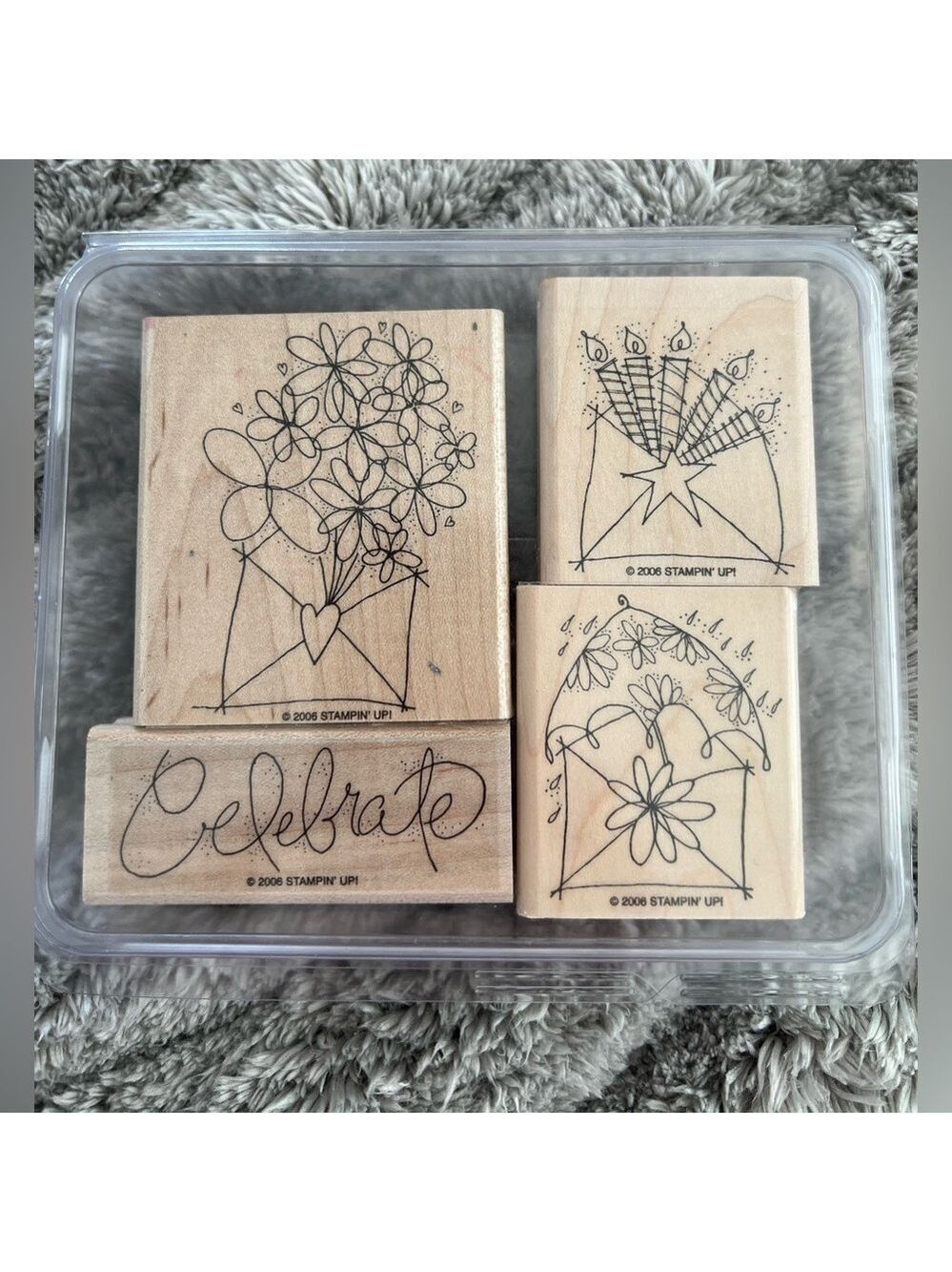 Stampin’ Up! Send a Celebration 2006 Set of 4 Stamps Retired